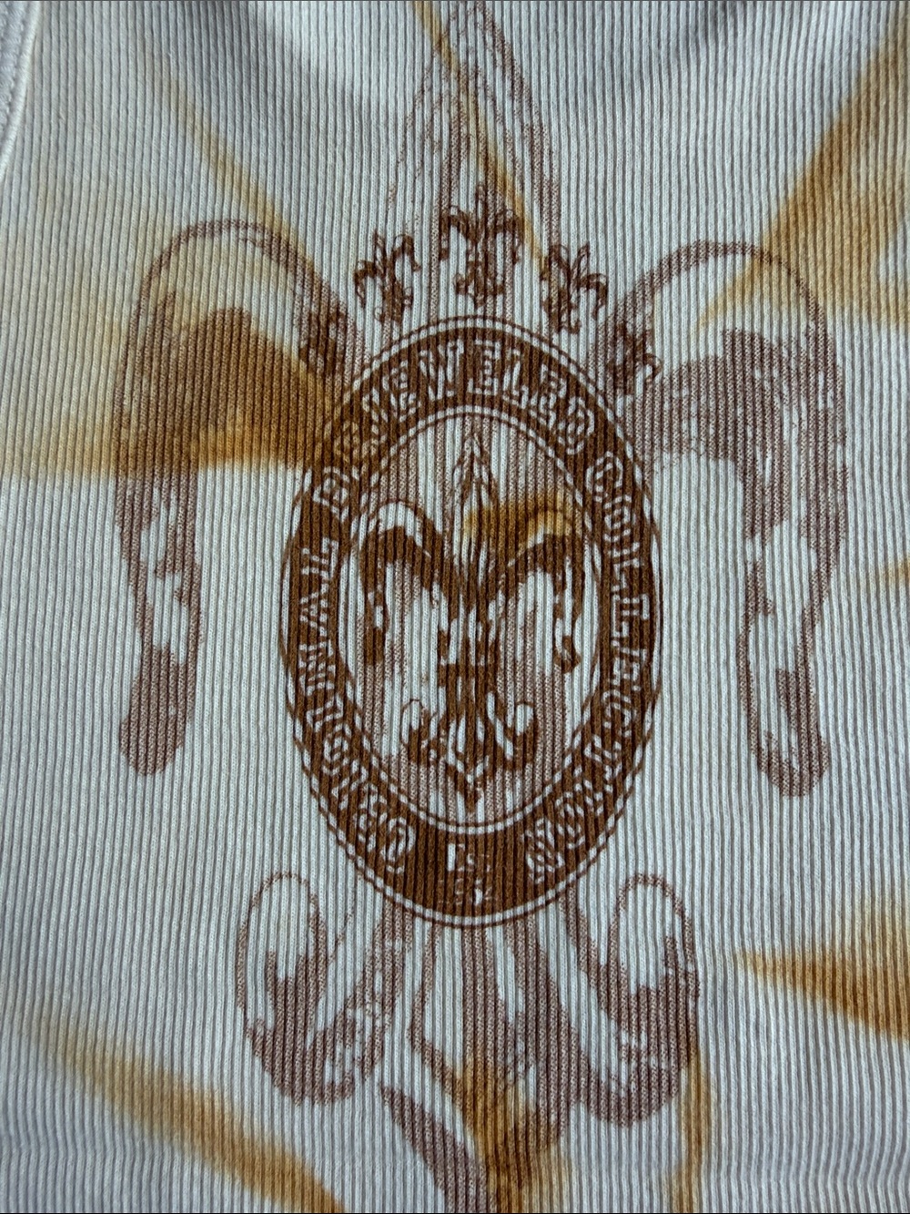 Y2K Yellow Graphic Ribbed Tank Top with Fleur-de-Lis Print - Picture 3 of 6